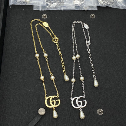 GUCCI DOUBLE G PEARL NECKLACE – FULL SET – 1:1 HIGH END