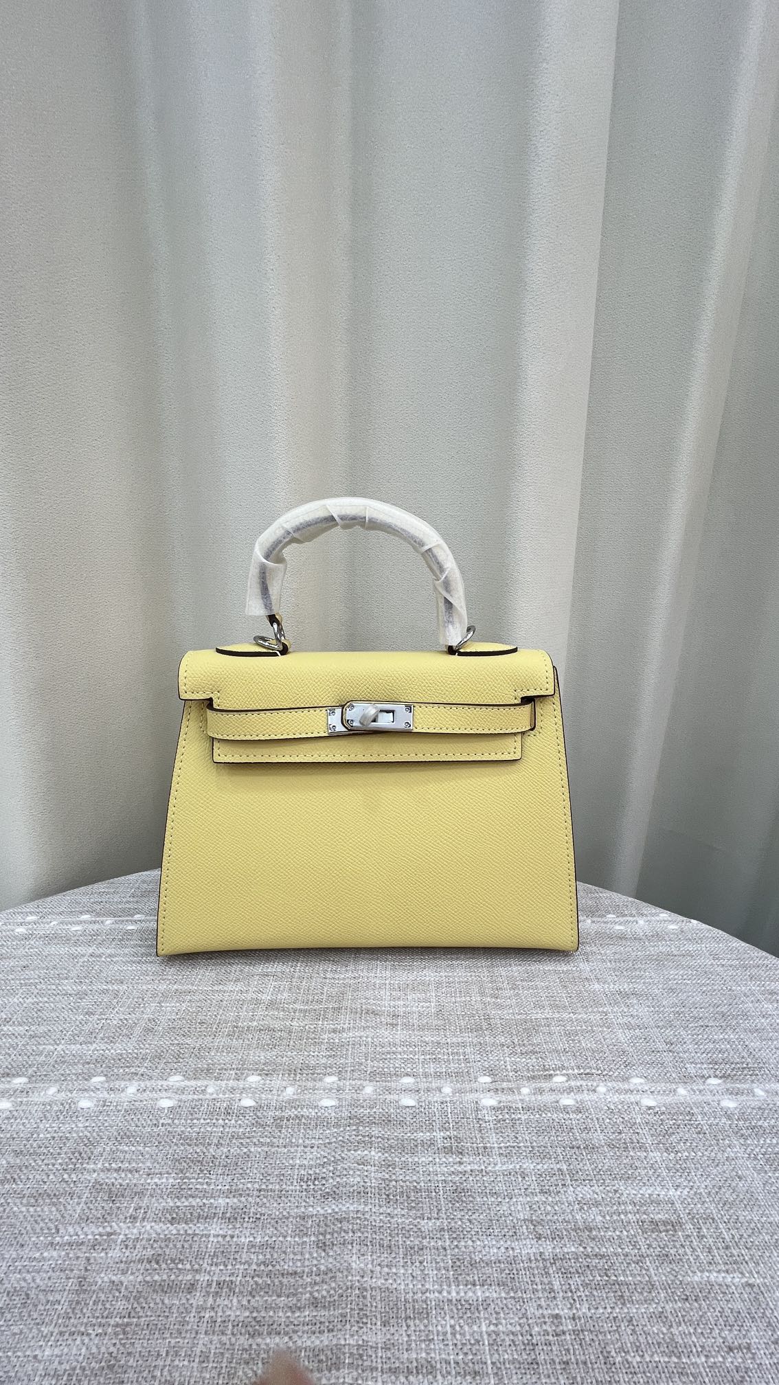HERMÈS GRIS ETAIN MINI KELLY SELLIER 20 EPSOM GOLD/SILVER HARDWARE- 1:1 HIGH END