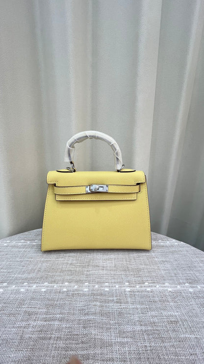 HERMÈS GRIS ETAIN MINI KELLY SELLIER 20 EPSOM GOLD/SILVER HARDWARE- 1:1 HIGH END