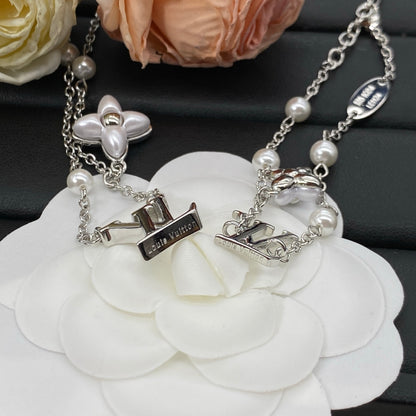 LOUIS VUITTON COLOR BLOSSOM PEARL NECKLACE & BRACELET SET – FULL SET – 1:1 HIGH END