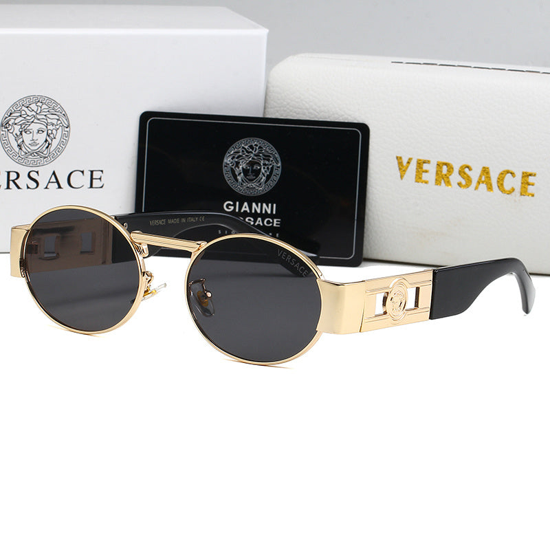 VERSACE NEW CLASSIC RETRO ROUND SUNGLASSES – FULL SET – 1:1 HIGH END