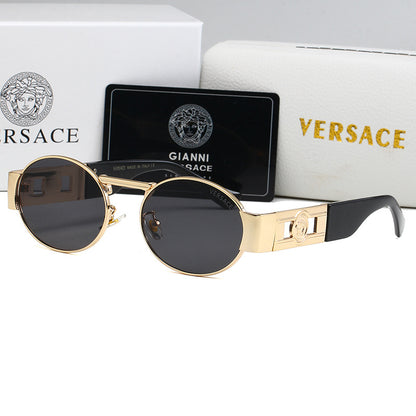 VERSACE NEW CLASSIC RETRO ROUND SUNGLASSES – FULL SET – 1:1 HIGH END