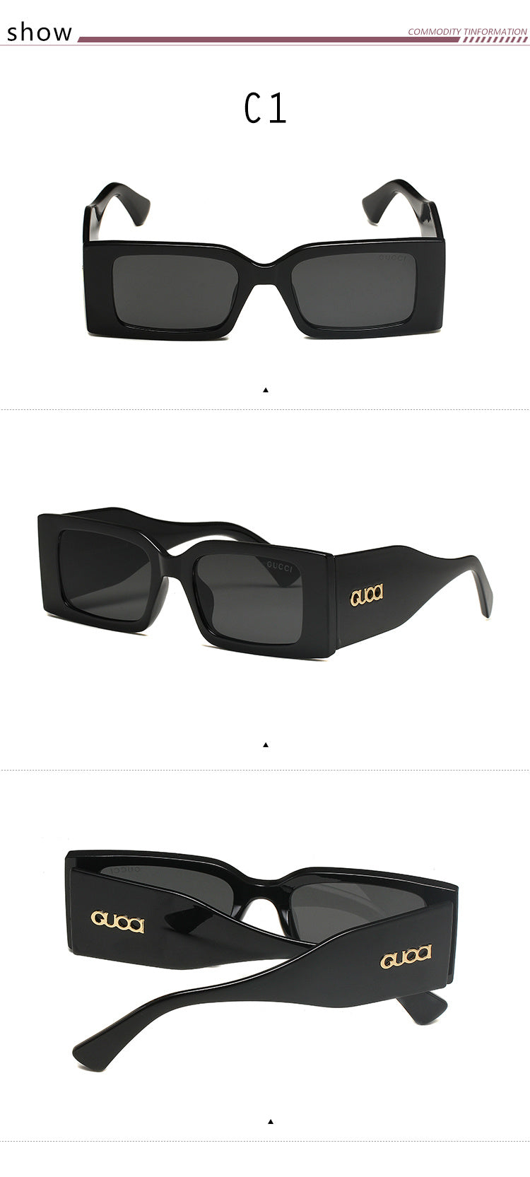 GUCCI RECTANGULAR SUNGLASSES – FULL SET – 1:1 HIGH END