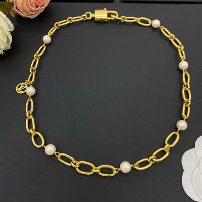 LOUIS VUITTON PEARL CHAIN NECKLACE – Full Set - 1:1 HIGH END
