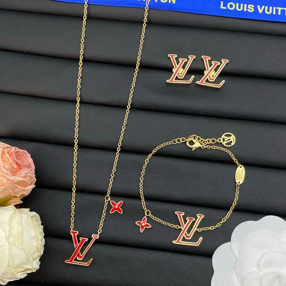 LOUIS VUITTON LV ICONIC ENAMEL EARRING/BRACELET/NECKLACE – Full Set - 1:1 HIGH END