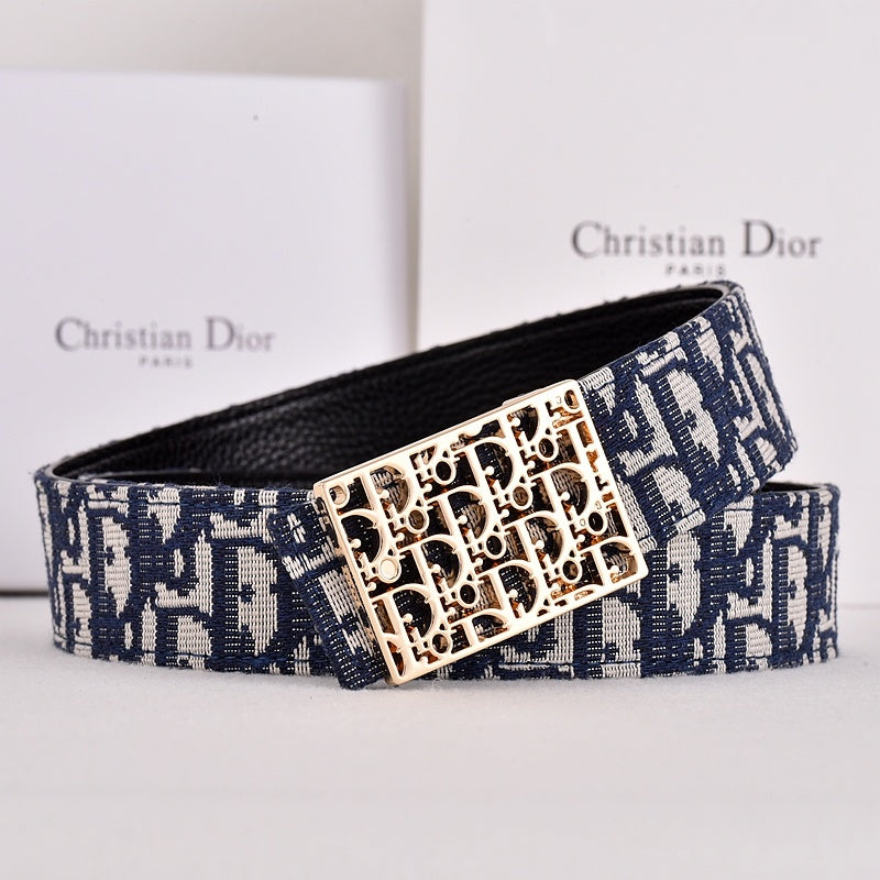 DIOR OBLIQUE CD JACQUARD RETRO BUCKLE BELT-FULL SET – 1:1 HIGH END