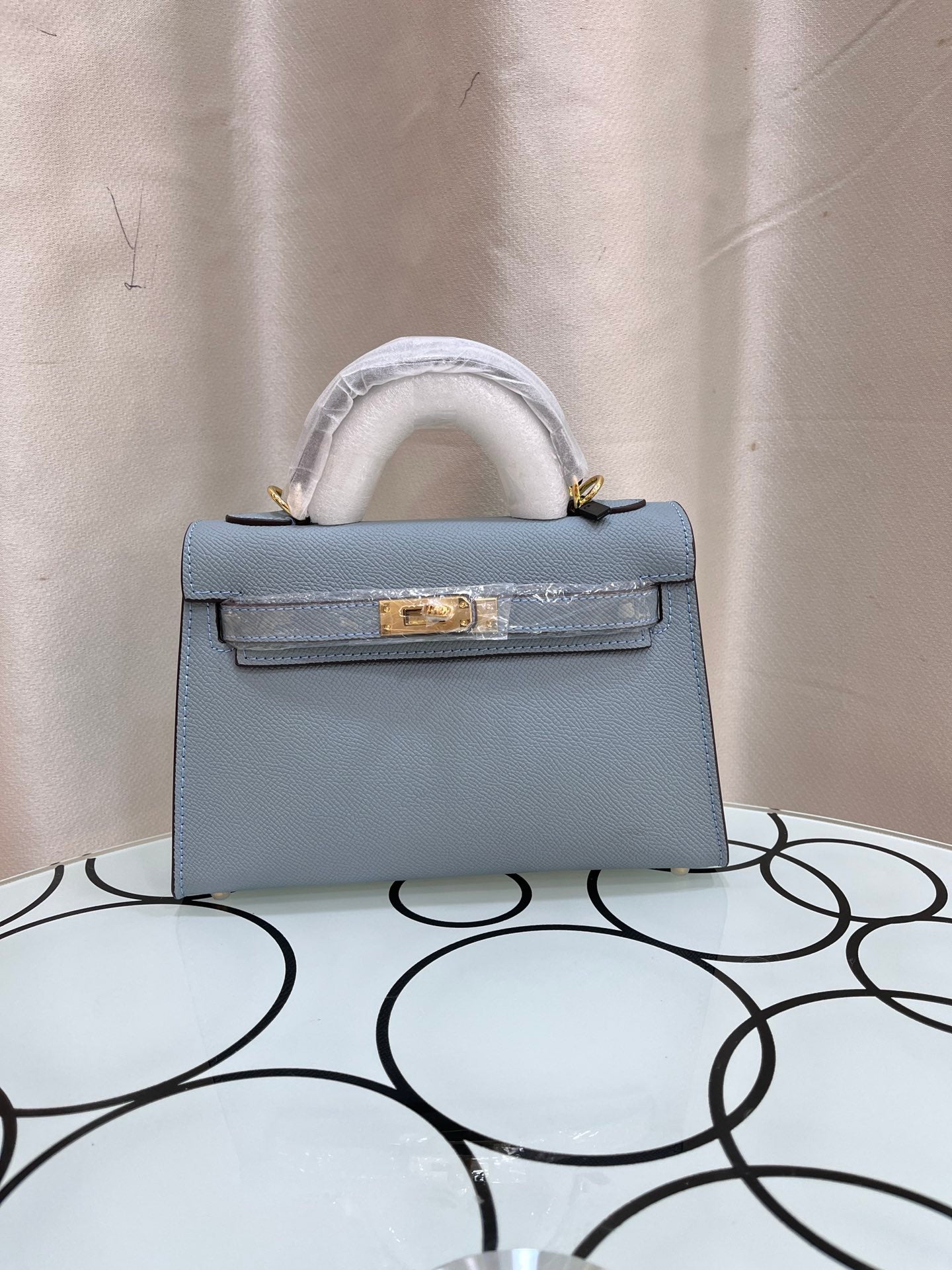 HERMÈS GRIS ETAIN MINI KELLY SELLIER 20 EPSOM GOLD/SILVER HARDWARE- 1:1 HIGH END