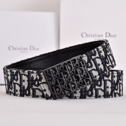 DIOR OBLIQUE CD JACQUARD RETRO BUCKLE BELT-FULL SET – 1:1 HIGH END