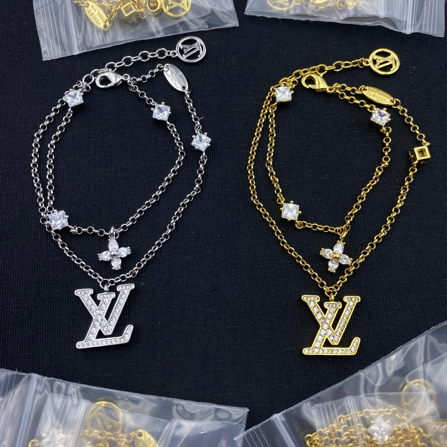 LOUIS VUITTON CRYSTAL LV LAYERED BRACELET – FULL SET – 1:1 HIGH END