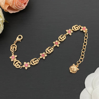 GUCCI GG FLORAL CRYSTAL NECKLACE & BRACELET SET – FULL SET – 1:1 HIGH END