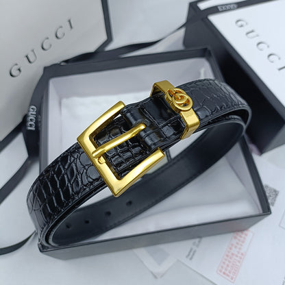 GUCCI GG DOUBLE G RETRO PIN BUCKLE LEATHER BELT – FULL SET – 1:1 HIGH END