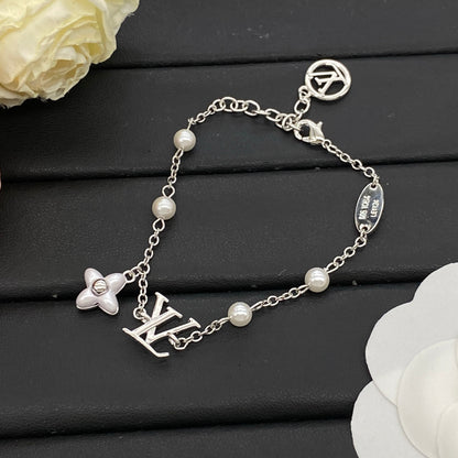 LOUIS VUITTON COLOR BLOSSOM PEARL NECKLACE & BRACELET SET – FULL SET – 1:1 HIGH END