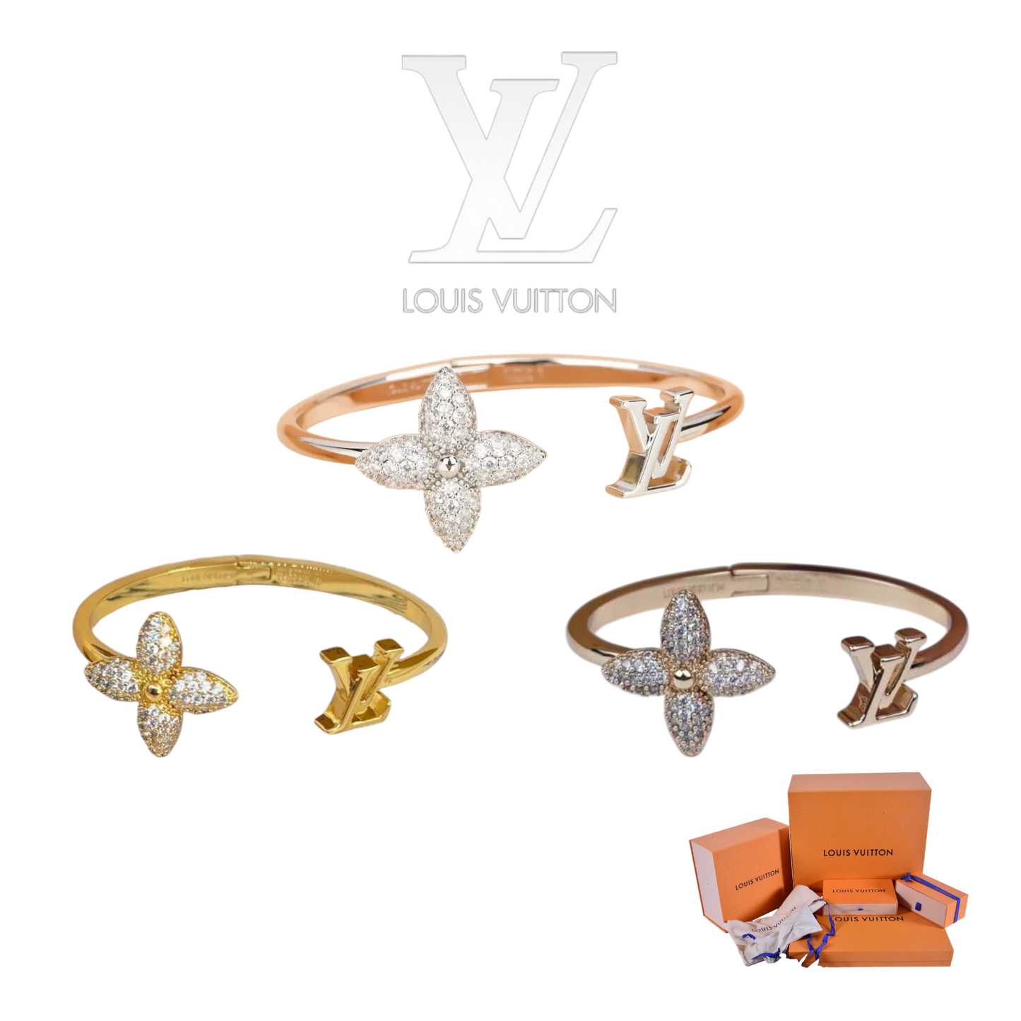 LOUIS VUITTON LOUISETTE SIGNATURE STRASS BRACELET – Full Set  - 1:1 HIGH END