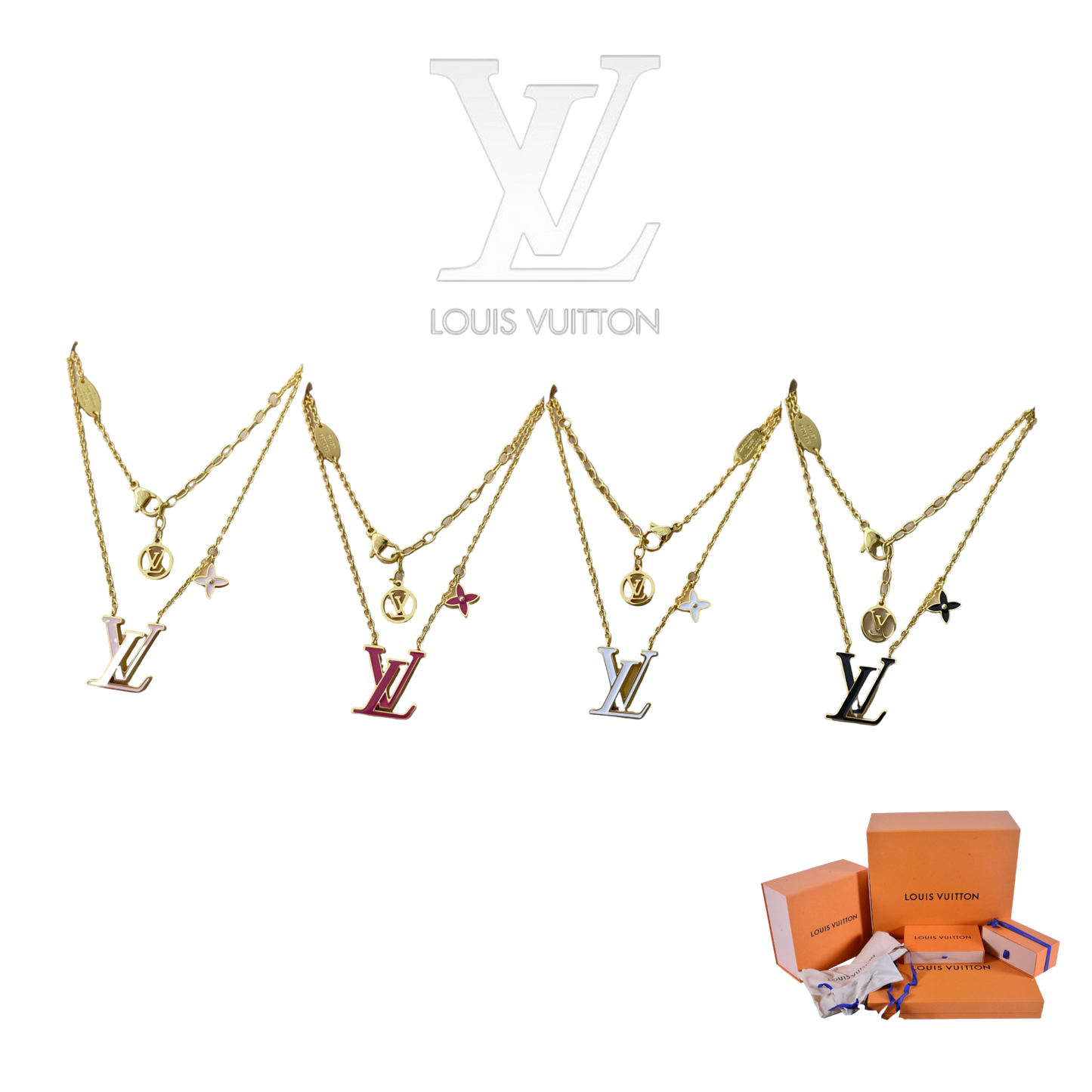 LOUIS VUITTON ICONIC ENAMEL NECKLACE – Full Set  - 1:1 HIGH END