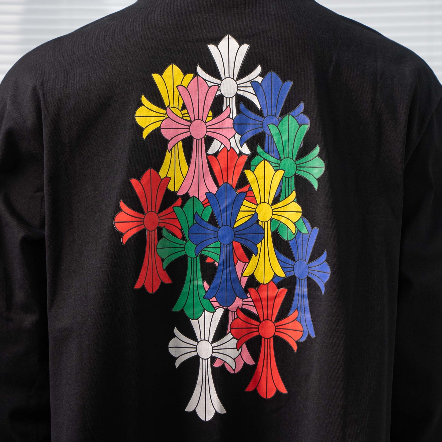 CHROME HEARTS CH MULTI-COLOR CEMETERY CROSS LONG SLEEVE T-SHIRT – 1:1 HIGH END
