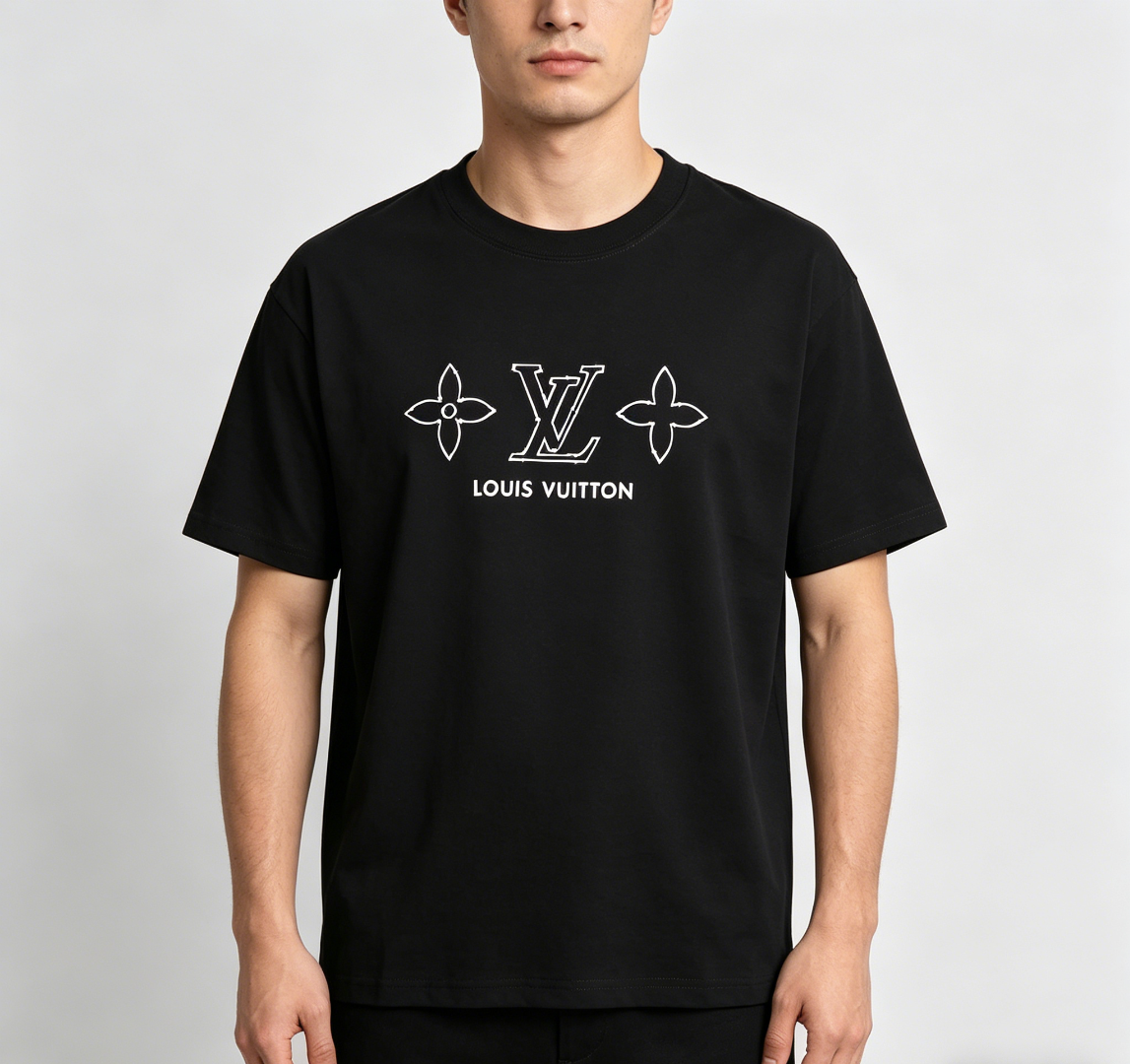 LOUIS VUITTON T-SHIRT - SCHWARZ / WEIß - SUPER CLONE 260g