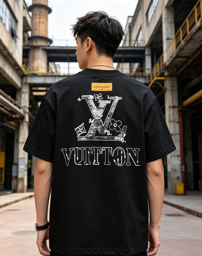 LOUIS VUITTON T-SHIRT - SCHWARZ / WEIß - SUPER CLONE 260g