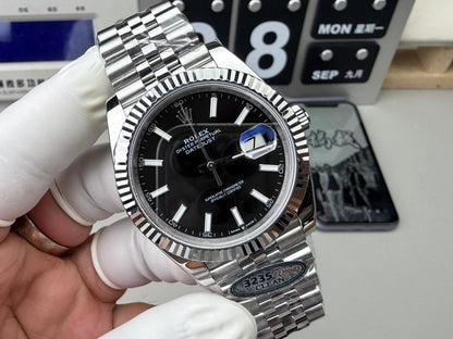 Rolex Datejust 41 mm, cadran gris, lunette plate - SUPER CLONE - MOUVEMENT SUISSE - Bracelet Jubilee