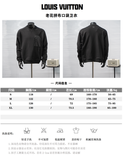 LOUIS VUITTON MONOGRAM ZIP POCKET CREWNECK SWEATSHIRT – 1:1 HIGH END