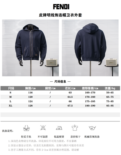 FENDI LEATHER LABEL ZIP HOODIE – 1:1 HIGH END