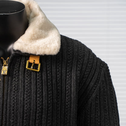 LOUIS VUITTON SHEARLING COLLAR KNIT ZIP JACKET – 1:1 HIGH END