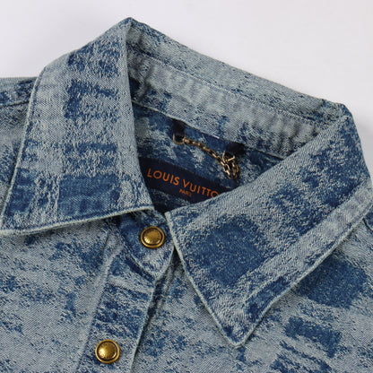 LOUIS VUITTON MONOGRAM DENIM SET – Shirt + Shorts – Blue Vintage Wash – 1:1 HIGH END
