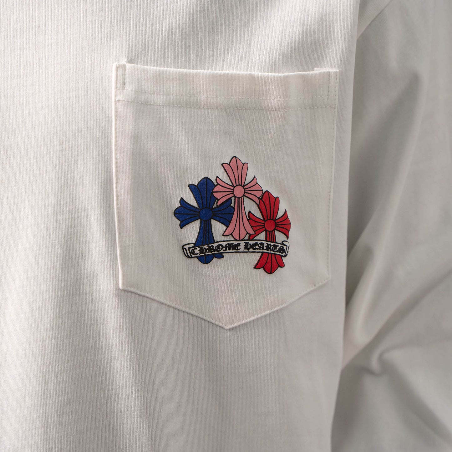 CHROME HEARTS CH MULTI-COLOR CEMETERY CROSS LONG SLEEVE T-SHIRT – 1:1 HIGH END