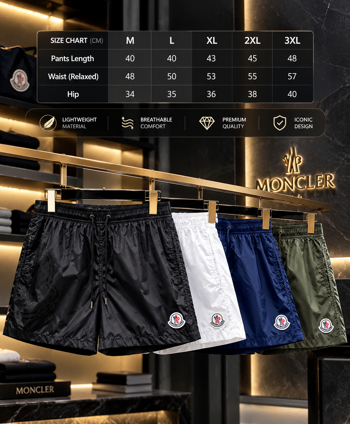 MONCLER EMBROIDERED LOGO SWEAT SHORTS – 1:1 HIGH END