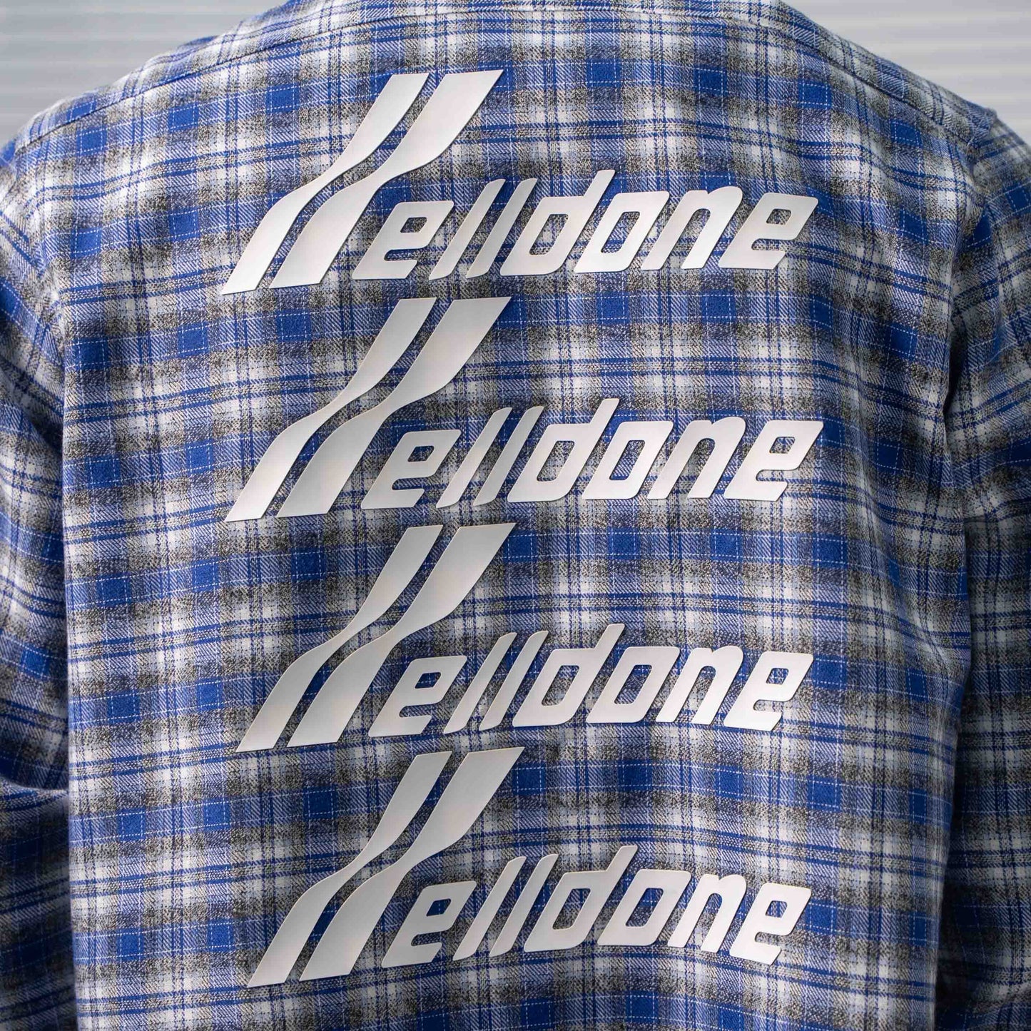 WE11DONE CLASSIC LOGO PLAID BUTTON-UP BLUE SHIRT – 1:1 HIGH END