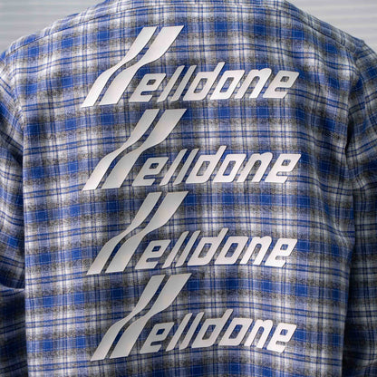 WE11DONE CLASSIC LOGO PLAID BUTTON-UP BLUE SHIRT – 1:1 HIGH END