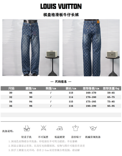 LOUIS VUITTON LV DAMIER MONOGRAM DENIM SKATE PANTS – 1:1 HIGH END