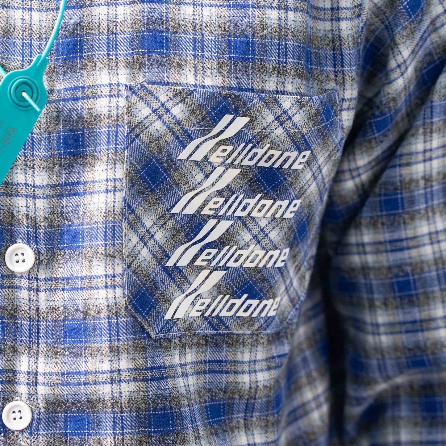 WE11DONE CLASSIC LOGO PLAID BUTTON-UP BLUE SHIRT – 1:1 HIGH END