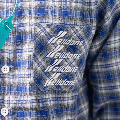WE11DONE CLASSIC LOGO PLAID BUTTON-UP BLUE SHIRT – 1:1 HIGH END