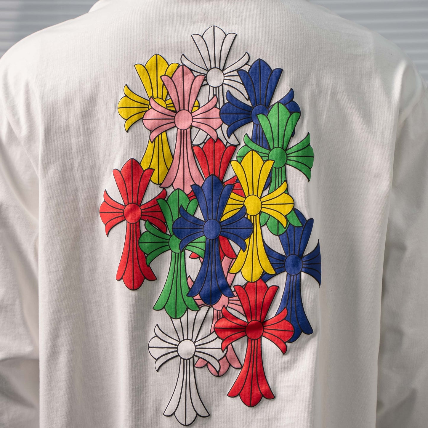 CHROME HEARTS CH MULTI-COLOR CEMETERY CROSS LONG SLEEVE T-SHIRT – 1:1 HIGH END
