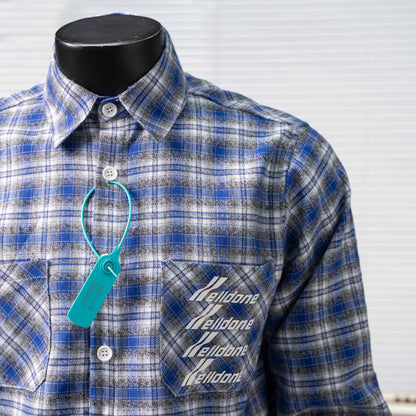 WE11DONE CLASSIC LOGO PLAID BUTTON-UP BLUE SHIRT – 1:1 HIGH END