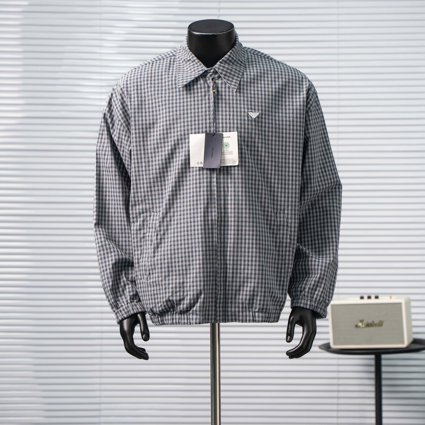 PRADA TRIANGLE LOGO CHECK REVERSIBLE COLLAR JACKET – 1:1 HIGH END