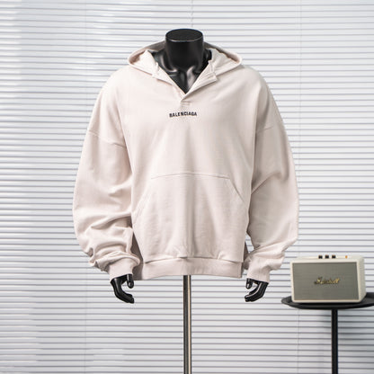 BALENCIAGA EMBROIDERED LOGO V-NECK HOODIE– 1:1 HIGH END