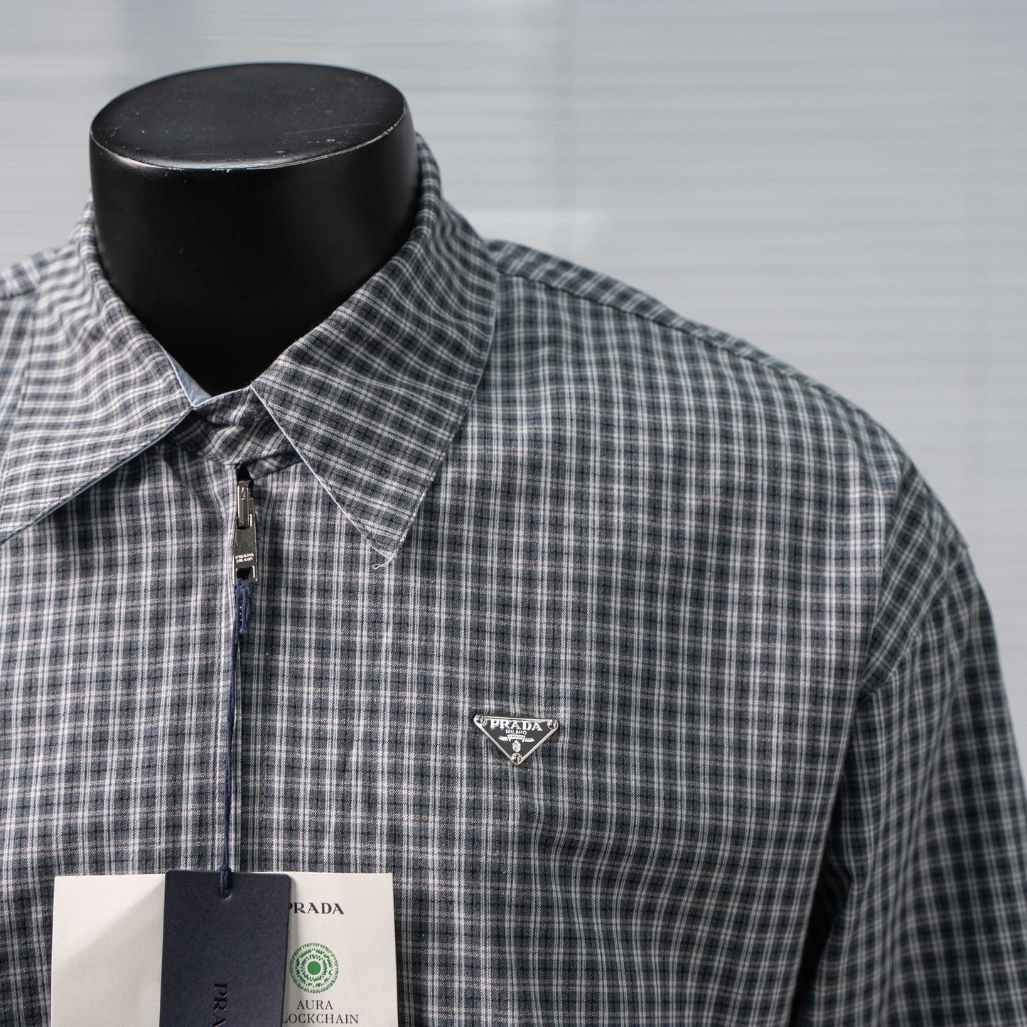 PRADA TRIANGLE LOGO CHECK REVERSIBLE COLLAR JACKET – 1:1 HIGH END