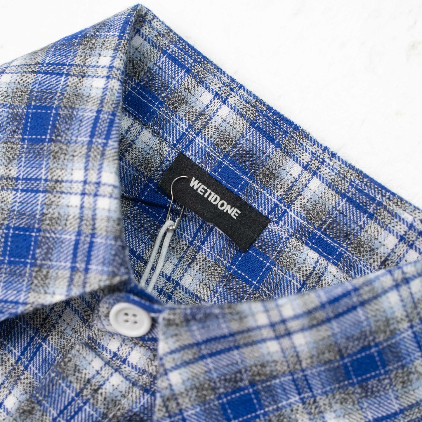 WE11DONE CLASSIC LOGO PLAID BUTTON-UP BLUE SHIRT – 1:1 HIGH END