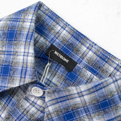 WE11DONE CLASSIC LOGO PLAID BUTTON-UP BLUE SHIRT – 1:1 HIGH END