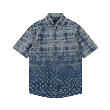 LOUIS VUITTON MONOGRAM DENIM SET – Shirt + Shorts – Blue Vintage Wash – 1:1 HIGH END