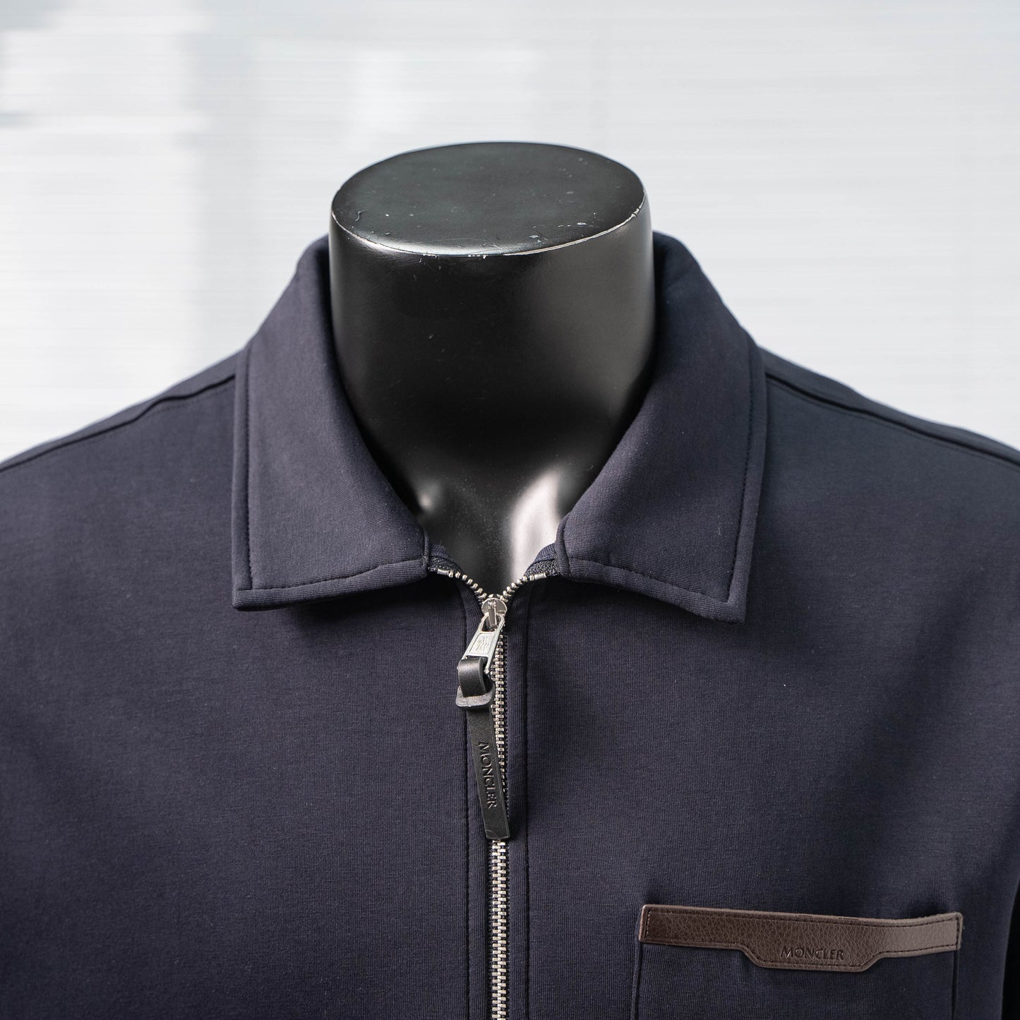 MONCLER LEATHER LOGO HALF-ZIP SWEATSHIRT– 1:1 HIGH END