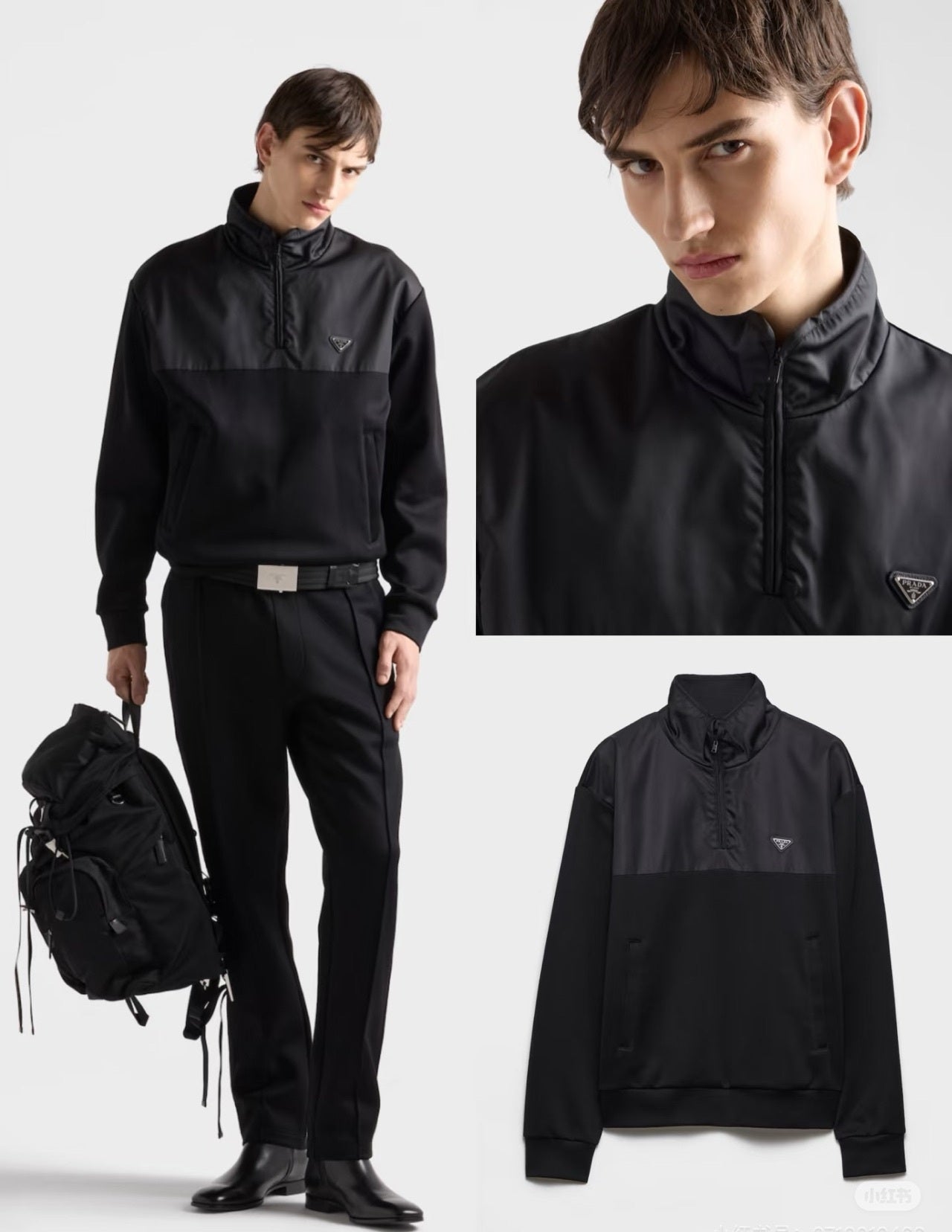 PRADA RE-NYLON ZIP JACKET - SCHWARZ/BLAU – MODEL 1 (S–XL) – mit Tags – 1:1 HIGH END
