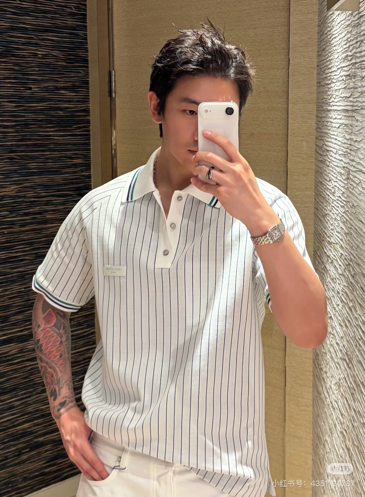 LOUIS VUITTON STRIPED KNIT SHORT-SLEEVE POLO SHIRT – 1:1 HIGH END