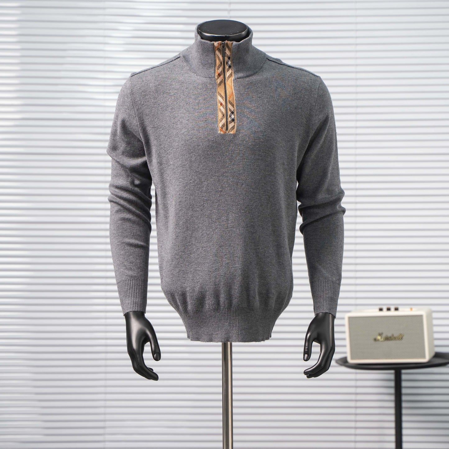 BURBERRY BBR CHECK ZIP KNIT SWEATER – 1:1 HIGH END