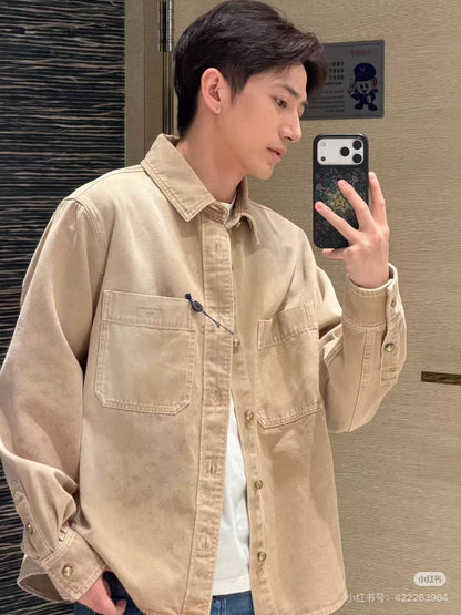 LOUIS VUITTON MONOGRAM DENIM SHIRT JACKET – BEIGE VINTAGE EDITION – mit Tags – 1:1 HIGH END
