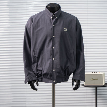 MIU MIU EMBROIDERED LOGO SNAP-BUTTON CASUAL JACKET– 1:1 HIGH END