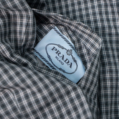 PRADA TRIANGLE LOGO CHECK REVERSIBLE COLLAR JACKET – 1:1 HIGH END