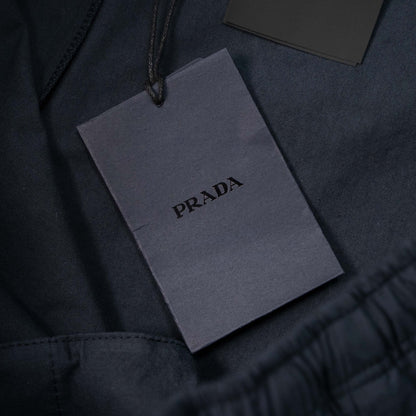 PRADA TWO-TONE LETTER LOGO LINEN-COTTON CASUAL TRACK PANTS – 1:1 HIGH END