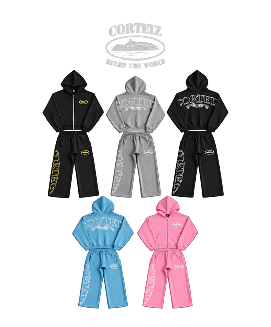 CORTEIZ-STYLE HOODIE & LONG PANTS SET – 5 COLORS – HIGH QUALITY 1:1
